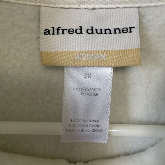 Alfred Dunner 2X Womens Fleece White Floral Embroidered Fleece Jacket Soft Full - Picture 2 of 11